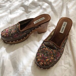 Steve Madden Brown Embellished Mules